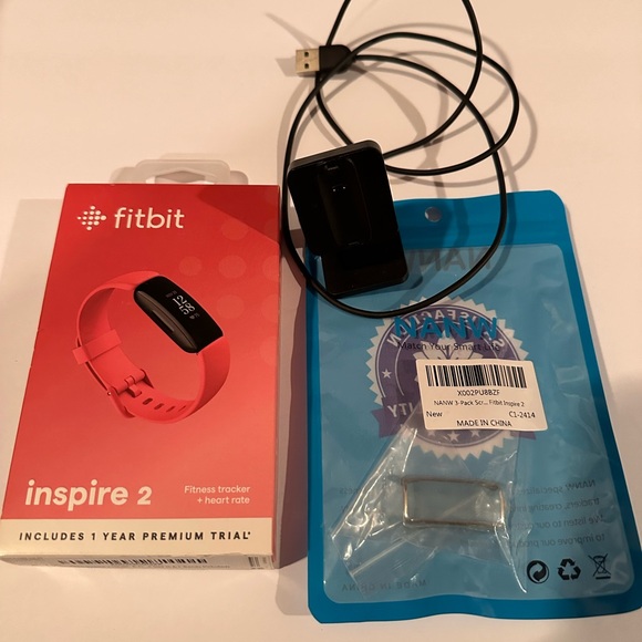 Fitbit Inspire 2 - Black with pink band - Picture 1 of 6